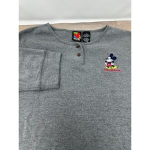 Mickey Unlimited Disney "The Mouse" Gray Thermal‎ 3/4 Sleeve top Size Large